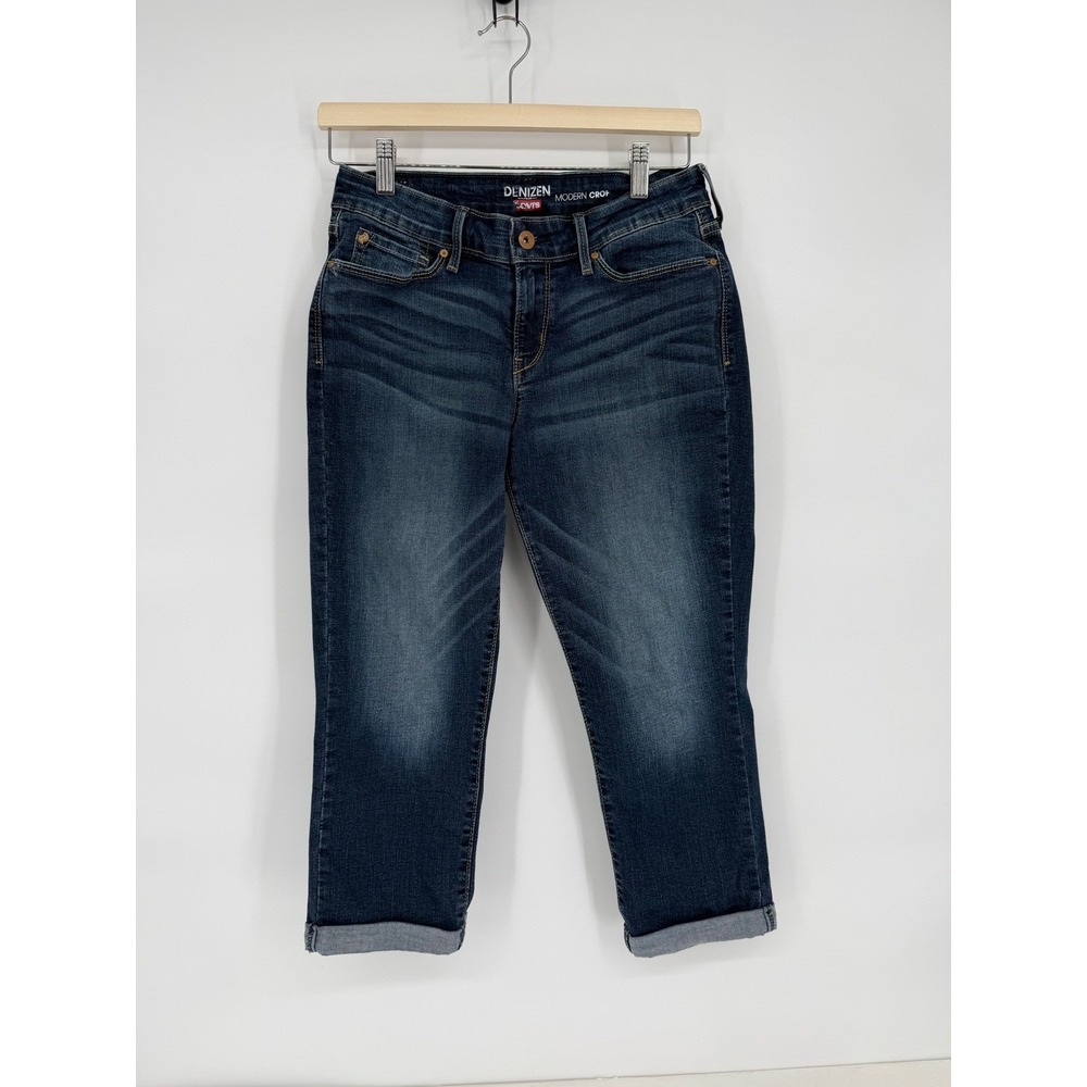 Denizen Levi's Sz 6 Modern Crop Jeans‎ Dark Wash Cuffed Hem Denim Women's